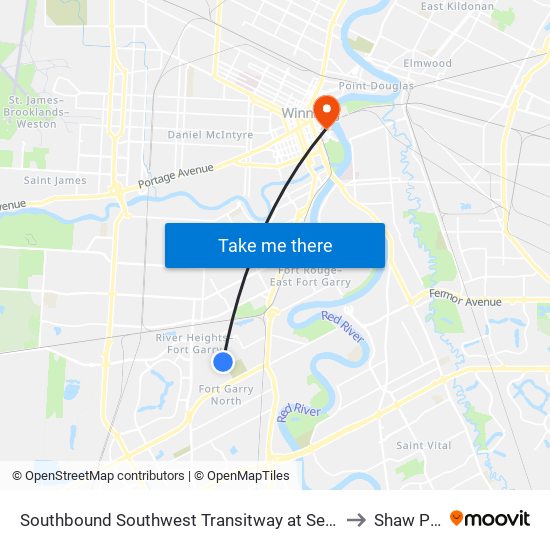 Southbound Southwest Transitway at Seel Station to Shaw Park map