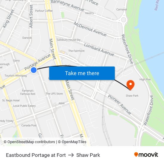Eastbound Portage at Fort to Shaw Park map