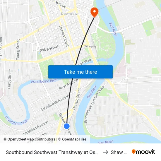 Southbound Southwest Transitway at Osborne Station to Shaw Park map