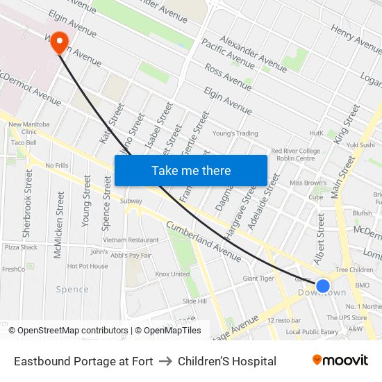 Eastbound Portage at Fort to Children’S Hospital map