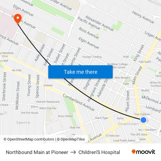 Northbound Main at Pioneer to Children’S Hospital map