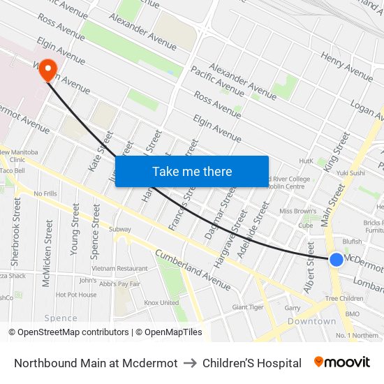 Northbound Main at Mcdermot to Children’S Hospital map