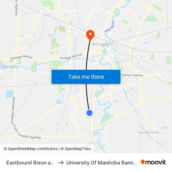 Eastbound Bison at Pembina to University Of Manitoba Bannatyne Campus map