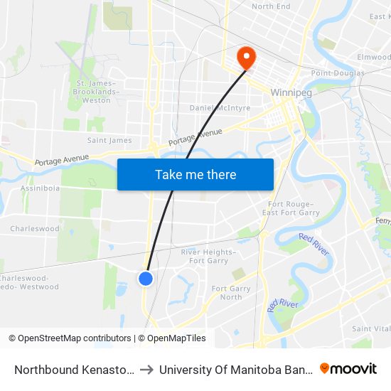 Northbound Kenaston at Lowson to University Of Manitoba Bannatyne Campus map