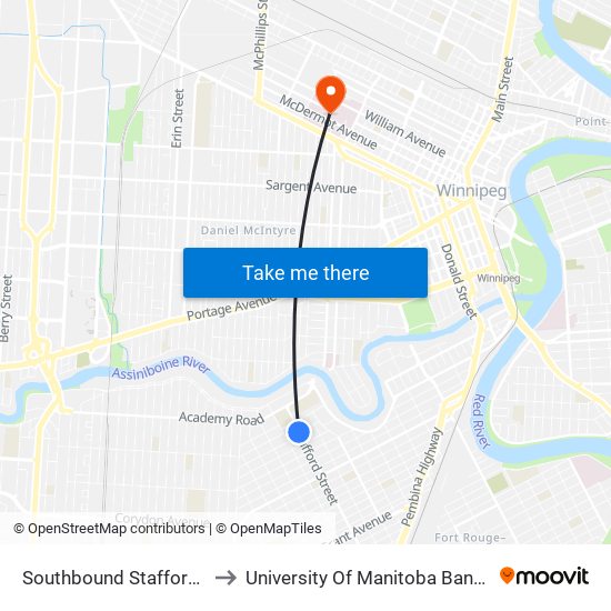 Southbound Stafford at Harvard to University Of Manitoba Bannatyne Campus map