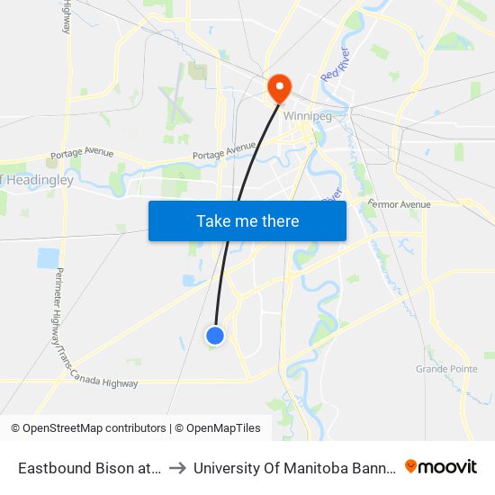 Eastbound Bison at Appleford to University Of Manitoba Bannatyne Campus map