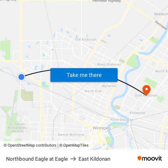 Northbound Eagle at Eagle to East Kildonan map