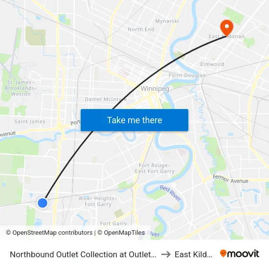 Northbound Outlet Collection at Outlet Collection to East Kildonan map