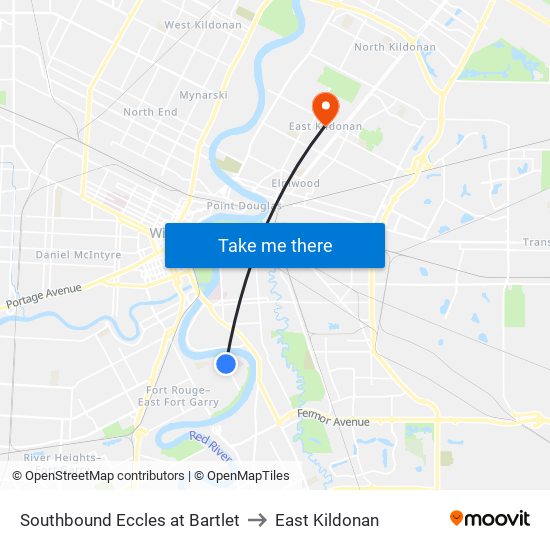 Southbound Eccles at Bartlet to East Kildonan map