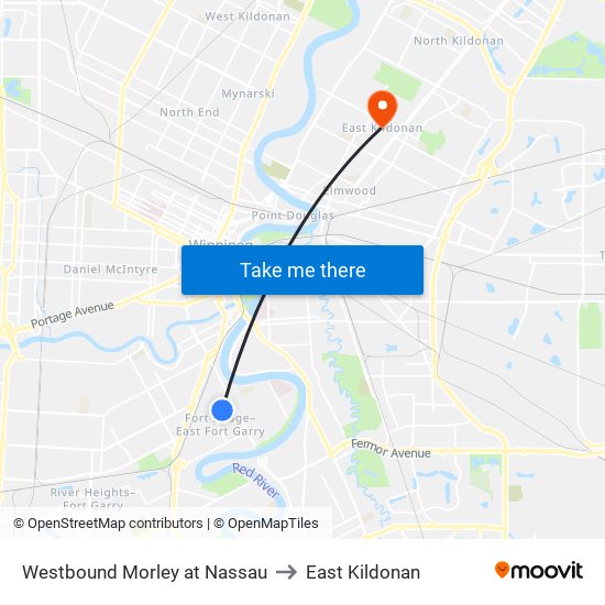 Westbound Morley at Nassau to East Kildonan map