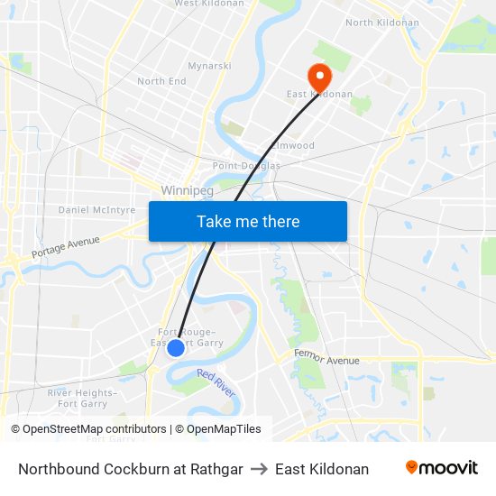 Northbound Cockburn at Rathgar to East Kildonan map