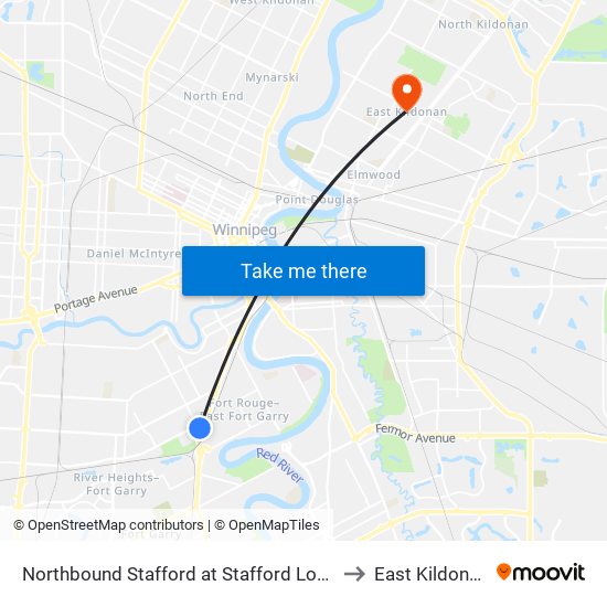 Northbound Stafford at Stafford Loop to East Kildonan map