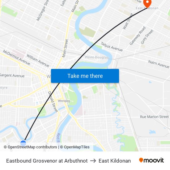 Eastbound Grosvenor at Arbuthnot to East Kildonan map