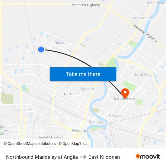 Northbound Mandalay at Anglia to East Kildonan map