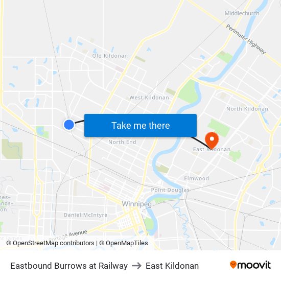 Eastbound Burrows at Railway to East Kildonan map