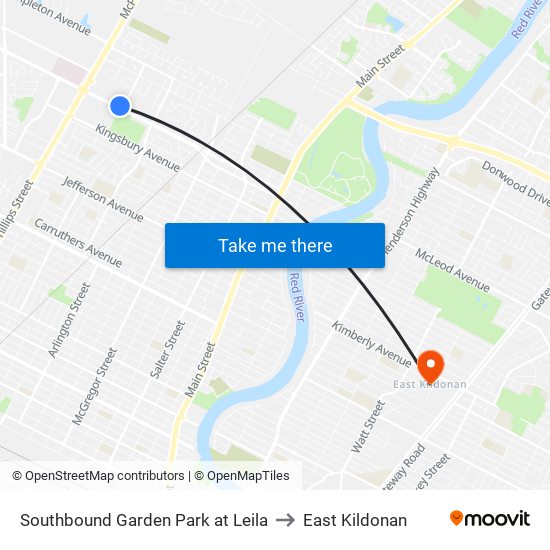 Southbound Garden Park at Leila to East Kildonan map