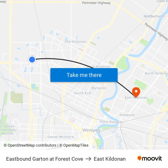 Eastbound Garton at Forest Cove to East Kildonan map