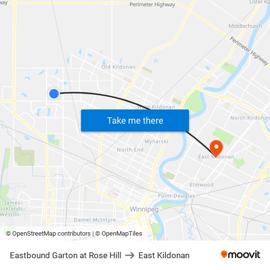 Eastbound Garton at Rose Hill to East Kildonan map