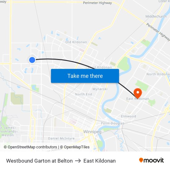 Westbound Garton at Belton to East Kildonan map