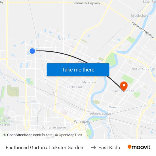 Eastbound Garton at Inkster Garden North to East Kildonan map