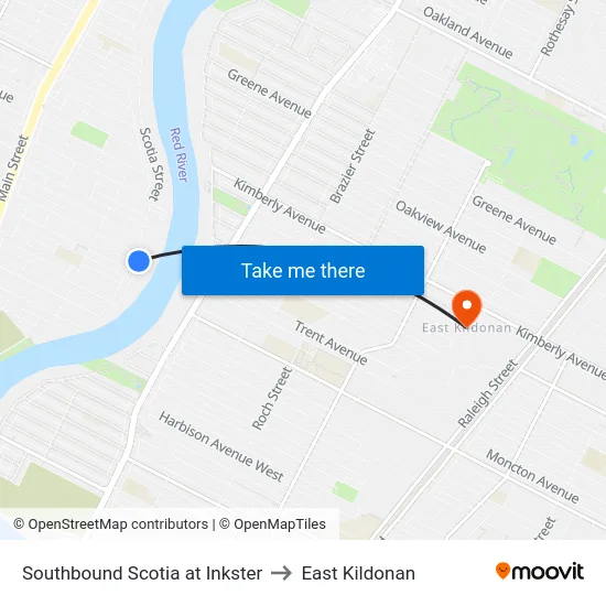 Southbound Scotia at Inkster to East Kildonan map