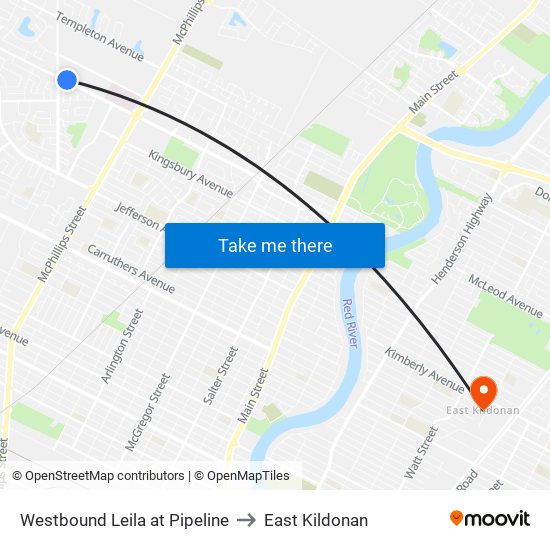 Westbound Leila at Pipeline to East Kildonan map