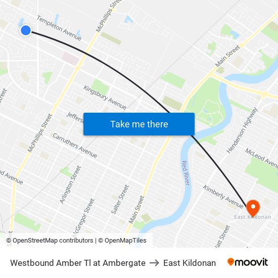 Westbound Amber Tl at Ambergate to East Kildonan map