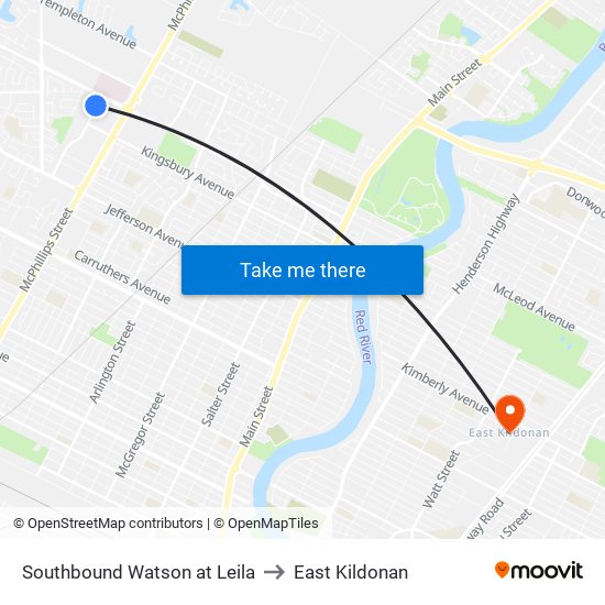 Southbound Watson at Leila to East Kildonan map