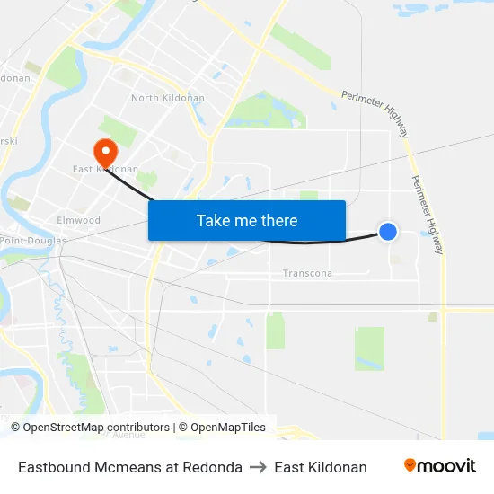 Eastbound Mcmeans at Redonda to East Kildonan map