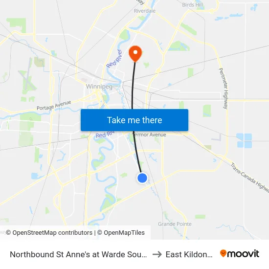 Northbound St Anne's at Warde South to East Kildonan map