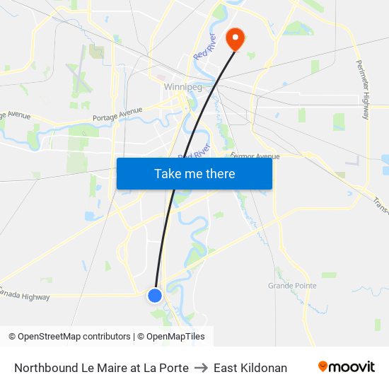 Northbound Le Maire at La Porte to East Kildonan map