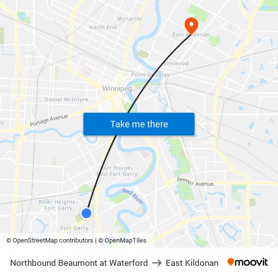 Northbound Beaumont at Waterford to East Kildonan map