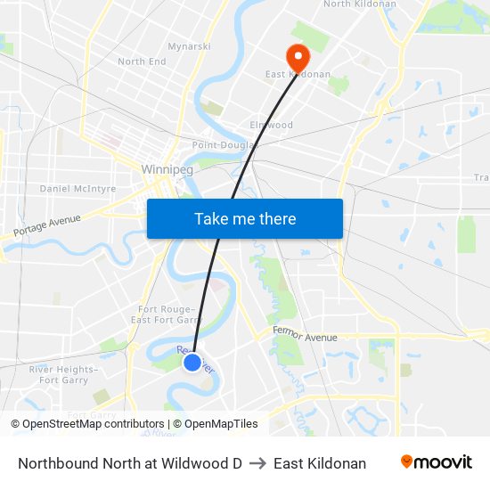 Northbound North at Wildwood D to East Kildonan map