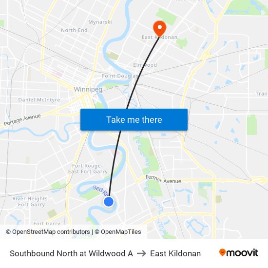 Southbound North at Wildwood A to East Kildonan map