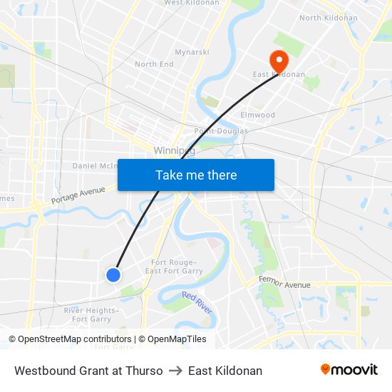 Westbound Grant at Thurso to East Kildonan map