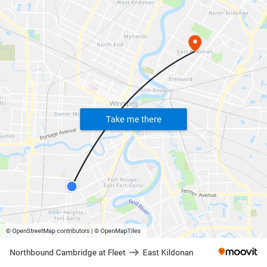 Northbound Cambridge at Fleet to East Kildonan map