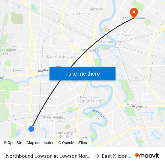 Northbound Lowson at Lowson North to East Kildonan map