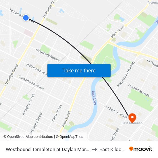 Westbound Templeton at Daylan Marshall to East Kildonan map