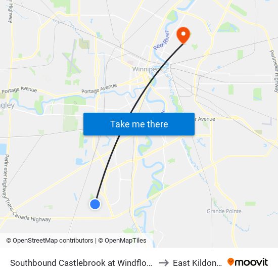 Southbound Castlebrook at Windflower to East Kildonan map