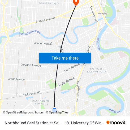 Northbound Seel Station at Seel Station to University Of Winnipeg map