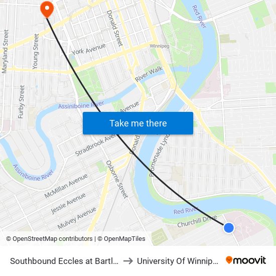 Southbound Eccles at Bartlet to University Of Winnipeg map