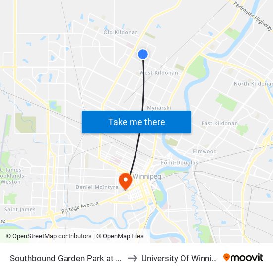 Southbound Garden Park at Leila to University Of Winnipeg map