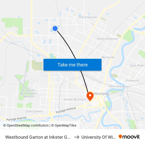 Westbound Garton at Inkster Garden North to University Of Winnipeg map