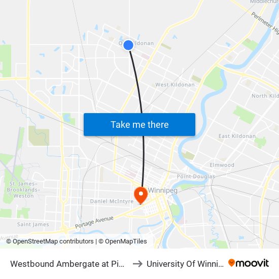 Westbound Ambergate at Pipeline to University Of Winnipeg map