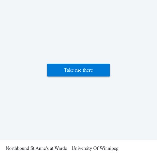 Northbound St Anne's at Warde to University Of Winnipeg map