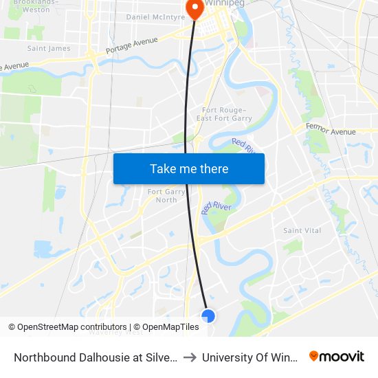 Northbound Dalhousie at Silverstone to University Of Winnipeg map