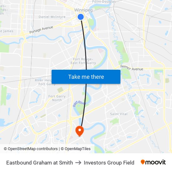 Eastbound Graham at Smith to Investors Group Field map