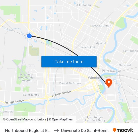 Northbound Eagle at Eagle to Université De Saint-Boniface map