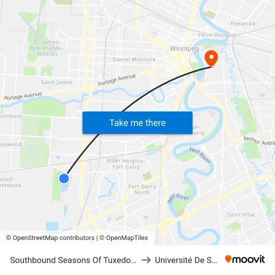 Southbound Seasons Of Tuxedo at Seasons Of Tuxedo to Université De Saint-Boniface map