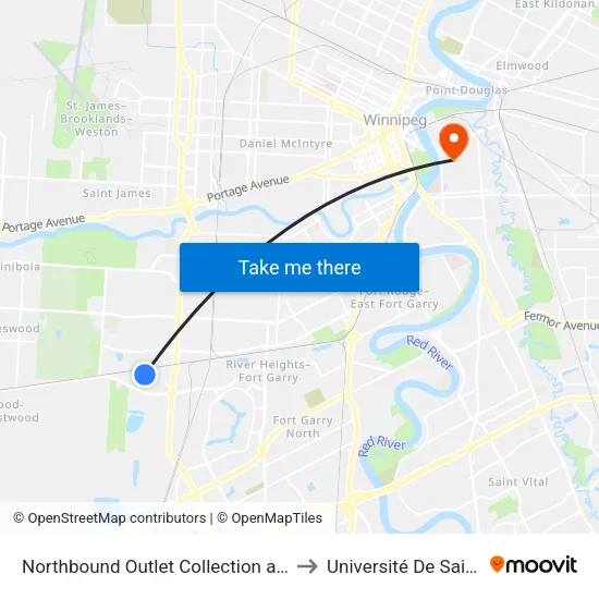 Northbound Outlet Collection at Outlet Collection to Université De Saint-Boniface map